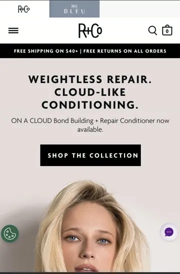 R+Co mobile site homepage