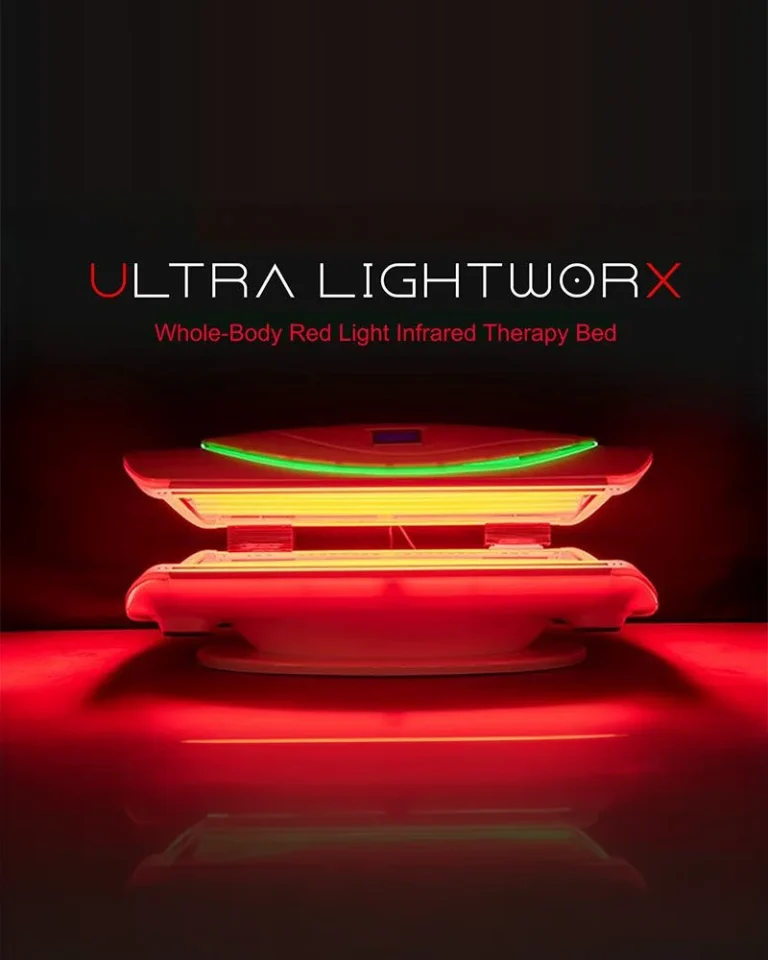 UltraLightworx whole-body red light infrared therapy bed at Salon Bravissimo in Sacramento