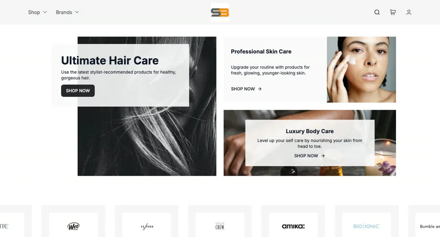 Salon Bravissimo online store by Salon Interactive on a desktop browser