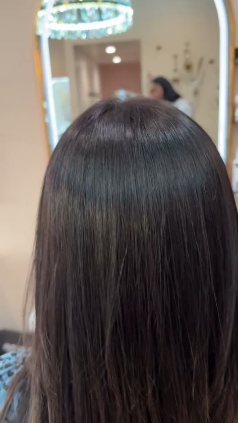 Smooth, shiny dark hair after SB Custom Smooth