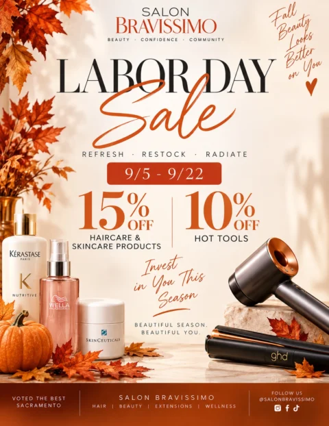 Instagram post: Celebrate the SB Labor Day Sale, September 5-22, 2026! Save 15% on all haircare products and 10% on…
